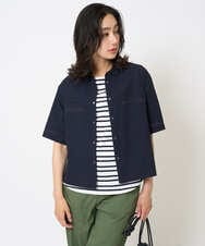 PZBHA55360 GEORGES RECH(ジョルジュ・レッシュ) [接触冷感/吸水速乾]サッカーシャドーギンガムシャツ ネイビー