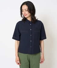 PZBHA55360 GEORGES RECH(ジョルジュ・レッシュ) [接触冷感/吸水速乾]サッカーシャドーギンガムシャツ ネイビー