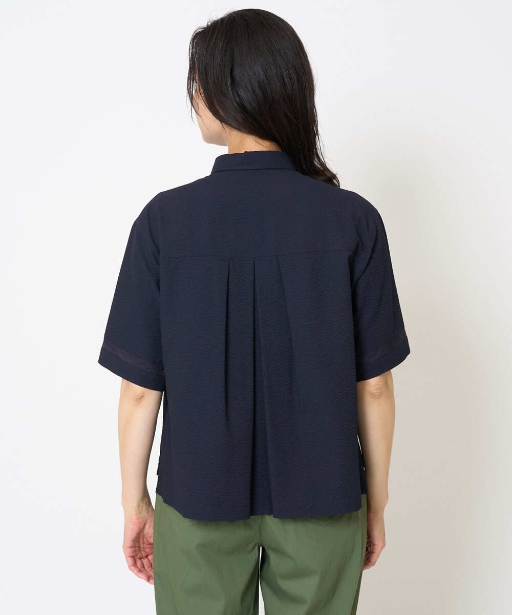 PZBHA55360 GEORGES RECH(ジョルジュ・レッシュ) [接触冷感/吸水速乾]サッカーシャドーギンガムシャツ ネイビー