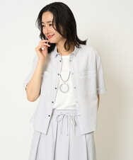 PZBHA55360 GEORGES RECH(ジョルジュ・レッシュ) [接触冷感/吸水速乾]サッカーシャドーギンガムシャツ ライトグレー