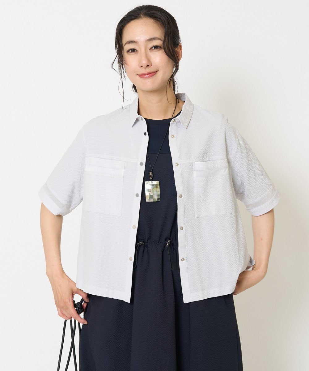 PZBHA55360 GEORGES RECH [接触冷感/吸水速乾]サッカーシャドーギンガムシャツ