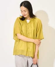 PZBHB01240 GEORGES RECH(ジョルジュ・レッシュ) ラミーギャザースタンドカラーブラウス イエロー
