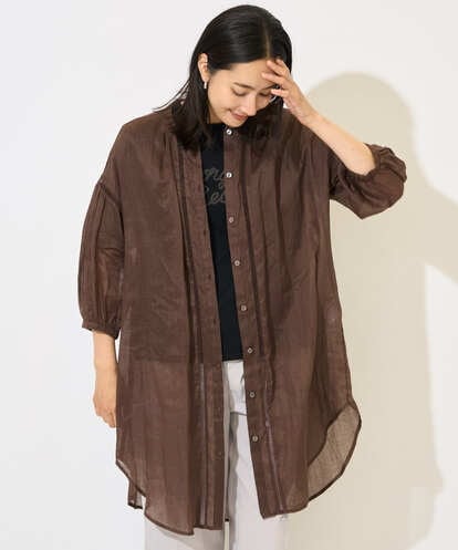 PZBHB02290 GEORGES RECH ラミーハシゴレース7分袖チュニックブラウス