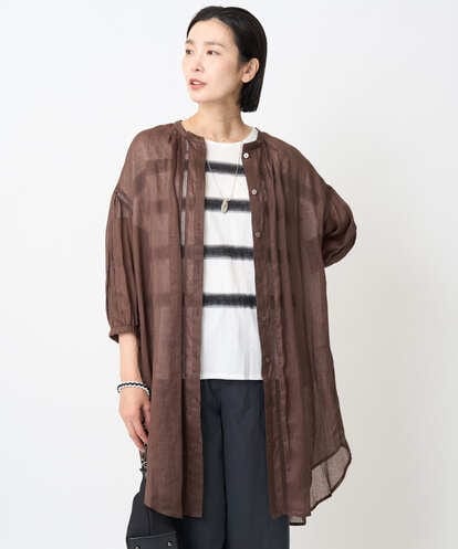 PZBHB02290 GEORGES RECH ラミーハシゴレース7分袖チュニックブラウス