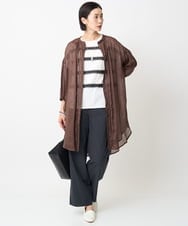 PZBHB02290 GEORGES RECH(ジョルジュ・レッシュ) ラミーハシゴレース7分袖チュニックブラウス ブラウン