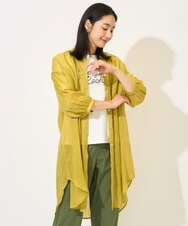 PZBHB02290 GEORGES RECH(ジョルジュ・レッシュ) ラミーハシゴレース7分袖チュニックブラウス ブラウン