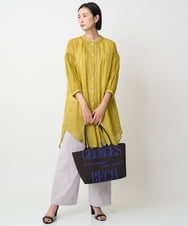 PZBHB02290 GEORGES RECH(ジョルジュ・レッシュ) ラミーハシゴレース7分袖チュニックブラウス ブラウン