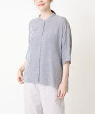 PZBHC35270 GEORGES RECH(ジョルジュ・レッシュ) [追加/日本製]バンドカラードルマンスリーブブラウス2 ネイビー系