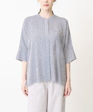 PZBHC35270 GEORGES RECH(ジョルジュ・レッシュ) [追加/日本製]バンドカラードルマンスリーブブラウス2 ネイビー系