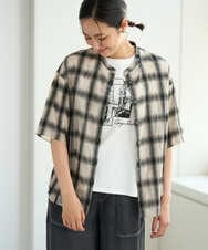 PZBHE63250 GEORGES RECH(ジョルジュ・レッシュ) シアーチェックバンドカラーブラウス アイボリー系