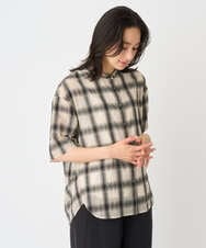 PZBHE63250 GEORGES RECH(ジョルジュ・レッシュ) シアーチェックバンドカラーブラウス ブラウン系