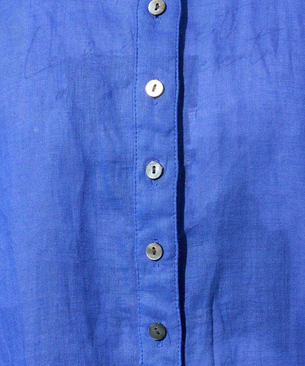 PZBHE66290 GEORGES RECH(ジョルジュ・レッシュ) ハシゴレースドルマンリネンタックシャツ ブルー