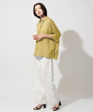 PZBHE66290 GEORGES RECH(ジョルジュ・レッシュ) ハシゴレースドルマンリネンタックシャツ ブルー