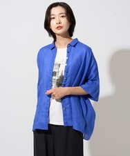 PZBHE66290 GEORGES RECH(ジョルジュ・レッシュ) ハシゴレースドルマンリネンタックシャツ ブルー