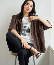 PZBHE66290 GEORGES RECH(ジョルジュ・レッシュ) ハシゴレースドルマンリネンタックシャツ ブラウン