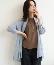 PZBHF05270 GEORGES RECH(ジョルジュ・レッシュ) [追加]バンドカラードルマンスリーブロングブラウス ネイビー