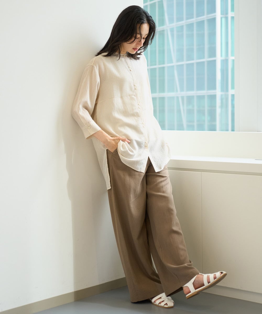 PZBHF05270 GEORGES RECH(ジョルジュ・レッシュ) [追加]バンドカラードルマンスリーブロングブラウス ベージュ