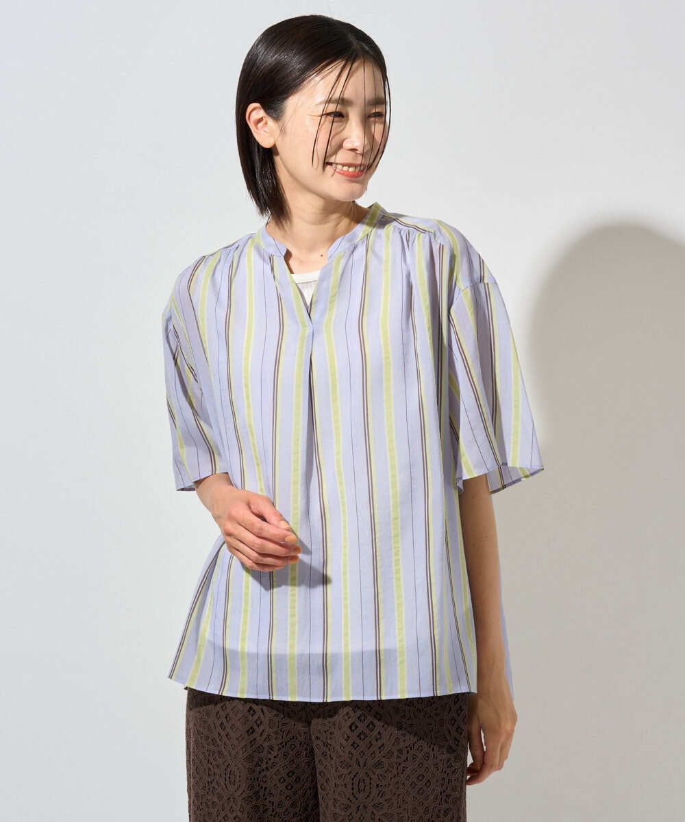 PZBHF50250 GEORGES RECH マルチボーダースキッパーブラウス