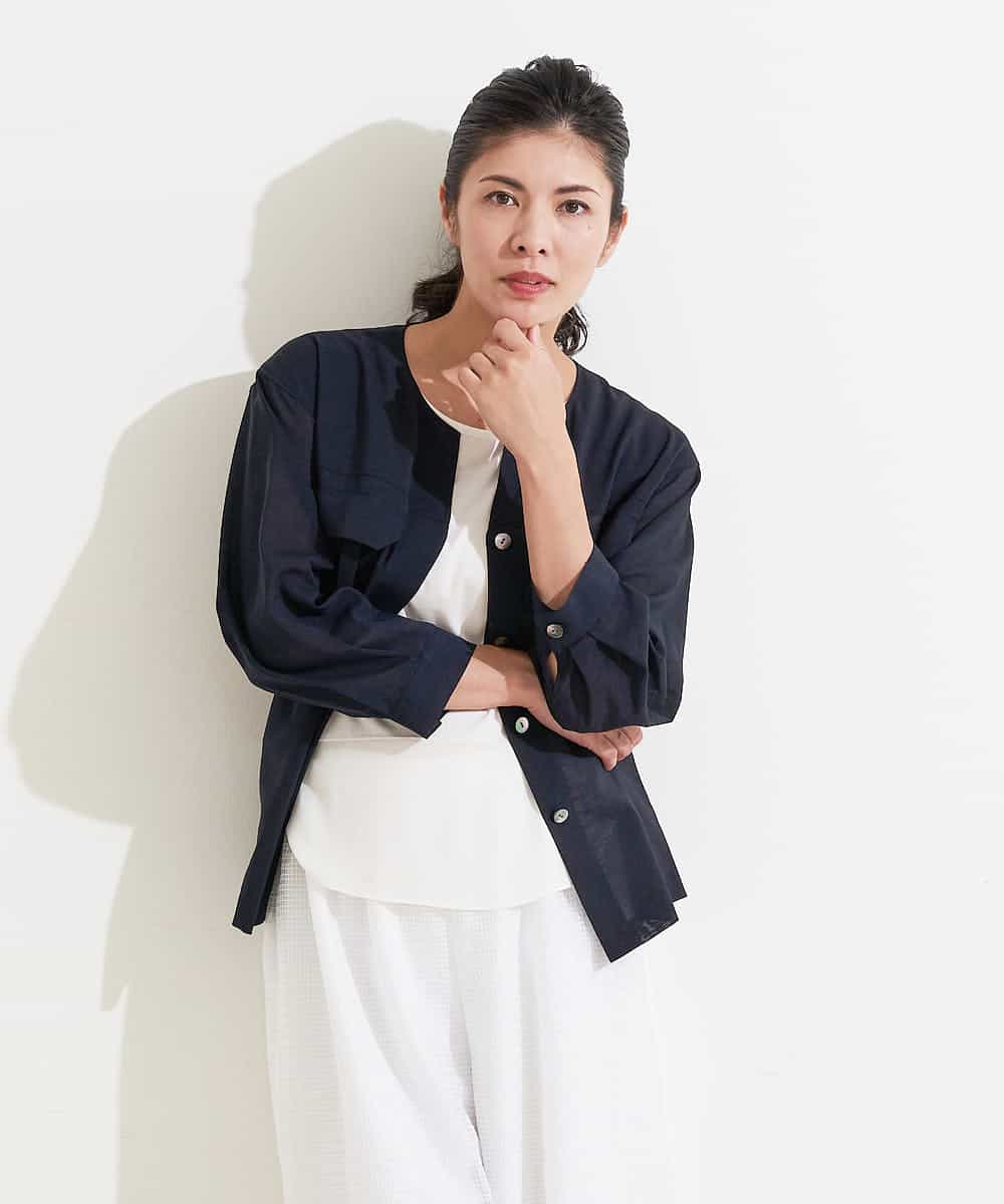 PZBHN30260 GEORGES RECH(ジョルジュ・レッシュ) 【セットアップ対応】ブラウスジャケット ネイビー(WEB限定)