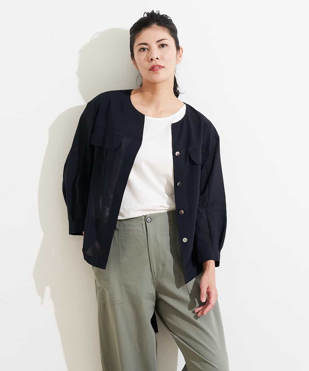 PZBHN30260 GEORGES RECH(ジョルジュ・レッシュ) 【セットアップ対応】ブラウスジャケット ネイビー(WEB限定)