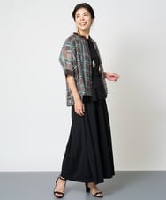 PZBHW01390 GEORGES RECH(ジョルジュ・レッシュ) [セットアップ対応]グラフィカルチェックシースルーブラウス ブラウン系