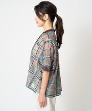 PZBHW01390 GEORGES RECH(ジョルジュ・レッシュ) [セットアップ対応]グラフィカルチェックシースルーブラウス ブラウン系