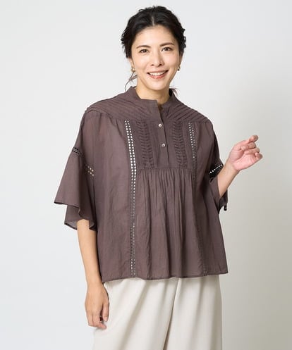 PZBHW07270 GEORGES RECH ローンドビーストライプフレアスリーブブラウス