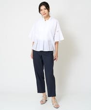 PZBHW07270 GEORGES RECH(ジョルジュ・レッシュ) ローンドビーストライプフレアスリーブブラウス ブラウン