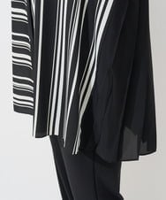 PZBHW34360 GEORGES RECH(ジョルジュ・レッシュ)  [セットアップ対応]ランダムストライプバックプリーツブラウス ブラック系