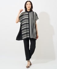 PZBHW34360 GEORGES RECH(ジョルジュ・レッシュ)  [セットアップ対応]ランダムストライプバックプリーツブラウス ブラック系