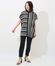PZBHW34360 GEORGES RECH(ジョルジュ・レッシュ)  [セットアップ対応]ランダムストライプバックプリーツブラウス ブラック系