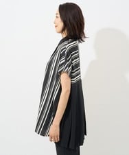 PZBHW34360 GEORGES RECH(ジョルジュ・レッシュ)  [セットアップ対応]ランダムストライプバックプリーツブラウス ブラック系