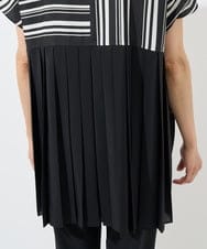 PZBHW34360 GEORGES RECH(ジョルジュ・レッシュ)  [セットアップ対応]ランダムストライプバックプリーツブラウス ブラック系