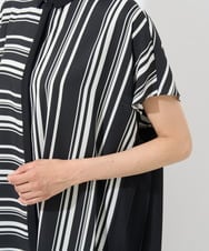 PZBHW34360 GEORGES RECH(ジョルジュ・レッシュ)  [セットアップ対応]ランダムストライプバックプリーツブラウス ブラック系