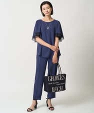 PZBJB20270 GEORGES RECH(ジョルジュ・レッシュ) [接触冷感/吸水速乾]シアーレースケープブラウス ネイビー