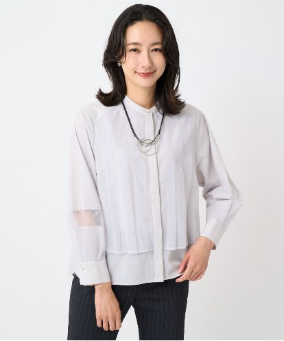 PZBJB46290  シアーチュールレイヤードブラウス