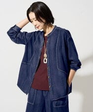 PZBJE08330 GEORGES RECH(ジョルジュ・レッシュ)  [セットアップ対応]ライトデニムバンドカラーデニムブラウス ネイビー