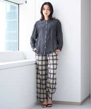 PZBJE08330 GEORGES RECH(ジョルジュ・レッシュ)  [セットアップ対応]ライトデニムバンドカラーデニムブラウス グレー