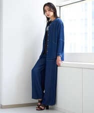 PZBJE08330 GEORGES RECH(ジョルジュ・レッシュ)  [セットアップ対応]ライトデニムバンドカラーデニムブラウス グレー