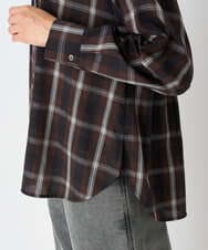 PZBJE21290 GEORGES RECH(ジョルジュ・レッシュ)  [セットアップ対応]スタンドカラーチェックブラウス ブラウン