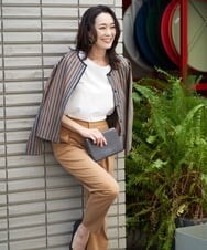 PZBJQ02350 GEORGES RECH(ジョルジュ・レッシュ) 【セットアップ対応】ストライプブラウス グリーン