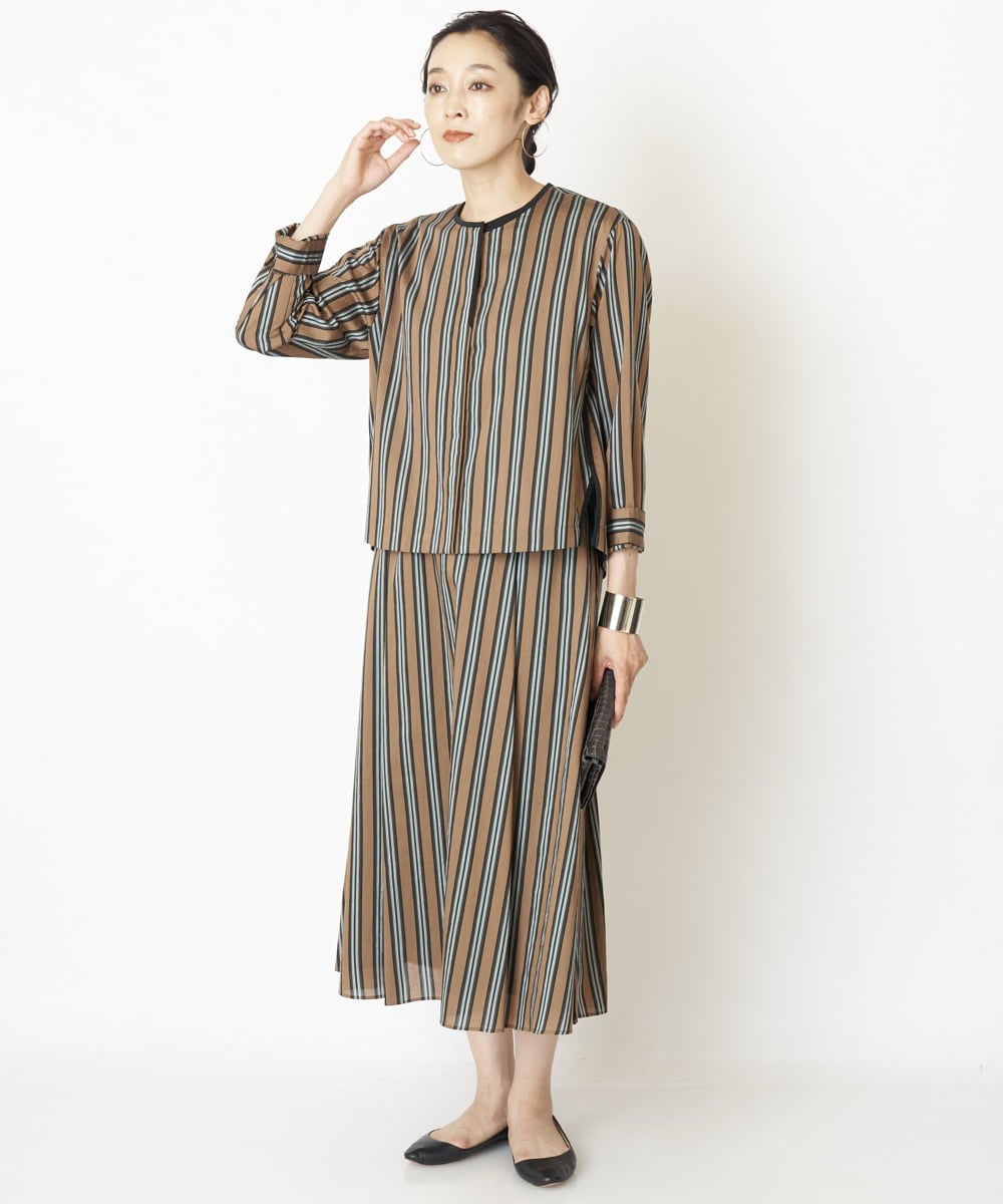 PZBJQ02350 GEORGES RECH(ジョルジュ・レッシュ) 【セットアップ対応】ストライプブラウス グリーン