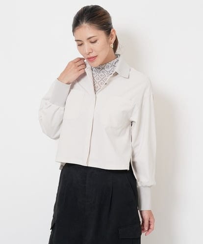 PZBJS03250 GEORGES RECH [接触冷感]クロップドストレッチシャツブラウス