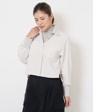 PZBJS03250 GEORGES RECH(ジョルジュ・レッシュ) [接触冷感]クロップドストレッチシャツブラウス ライトグレー