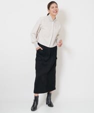 PZBJS03250 GEORGES RECH(ジョルジュ・レッシュ) [接触冷感]クロップドストレッチシャツブラウス ライトグレー