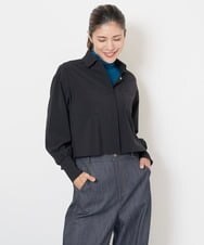 PZBJS03250 GEORGES RECH(ジョルジュ・レッシュ) [接触冷感]クロップドストレッチシャツブラウス ライトグレー