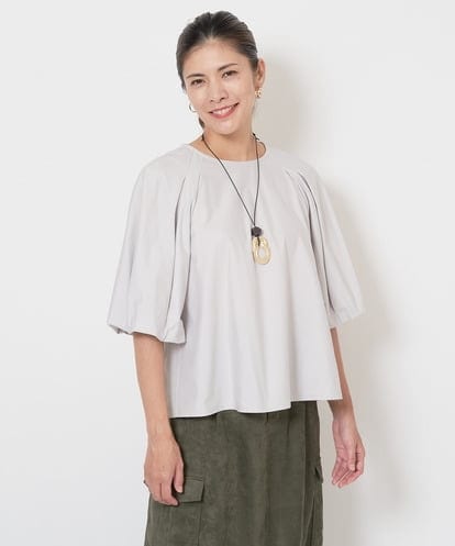 接触冷感]クロップドストレッチシャツブラウス(ブラウス・シャツ