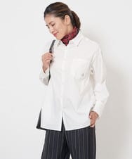 PZBJS18230 GEORGES RECH(ジョルジュ・レッシュ) ストレッチポプリンロゴ刺繍シャツ ホワイト