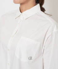 PZBJS18230 GEORGES RECH(ジョルジュ・レッシュ) ストレッチポプリンロゴ刺繍シャツ ホワイト
