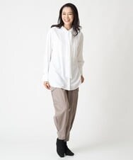 PZBJS36290 GEORGES RECH(ジョルジュ・レッシュ) ピンタック2WAYボウタイチュニックブラウス ブラック